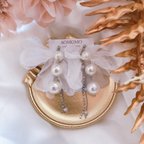 作品【CLASSY.掲載】金属アレルギー対応　パール　シルバー　ウェディング　ブライダル　アクセサリー　前撮り　結婚式　挙式　オーガンジー