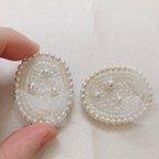 作品《作り方動画付きキット》スワロフスキーパール✨オーバルブローチ　　定形外送料無料　ビーズ刺繍