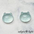 作品【8個】きらきら グリッター 猫 カボション ライトブルー