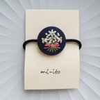 作品刺繍ヘアゴム🌷　no.1463 　くるみボタン　💛送料無料💛　