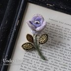 作品ビーズ刺繍の薔薇のブローチNo.26『トルバドゥール (モーヴ)』