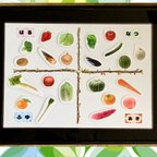 作品《送料込み》食育教材『旬の野菜と果物ボード』〜食育グッズ〜A4マグネット式