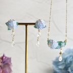 作品雨あがり紫陽花（あじさい）ネックレス　ピアス/イヤリングセット