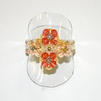 作品【スワロフスキー】オレンジの花のリング