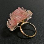 作品VE001 インカローズ 11号フリー 花B 41mm オルゴナイト 大きな指輪 リング pinkgold