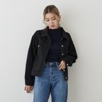 作品《20%OFF》ゆったり着れるショート丈デニムジャケット　XS,S,Mサイズ　ブラック　やわらか国産デニム