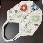 作品🌸ニットバッグ🌸アフリカンフラワーのネット編みバッグ