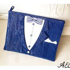 作品サンプル作品　I ♥︎ tuxedo clutch bag(navy)