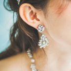 作品結婚式　ブライダル　ウェディング　ブライダルアクセサリー　ピアス　イヤリング　アクセサリー　ウェディングアクセサリー　ブライダルアクセ　大ぶり　ビジュー　シルバー　P0253