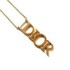 作品「Christian Dior」 Vintage Gold Tone Logo Necklace