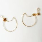 作品【受注製作】猫ピアス(イヤリング)　ゴールドワイヤー