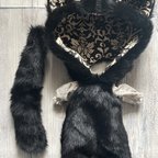 作品2406 ブライスさんの黒猫になれるロンパースコーデ　Blythe ブライス アウトフィット 洋服　