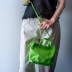 作品♡洗えるバッグ！帆布ミニショルダー♡ミニトート　スマホポシェット バッグインバッグ グリーン