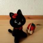 作品送料込み　羊毛フェルト　黒ねこ　