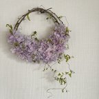 作品【新色】紫陽花とかすみ草のハーフリース　〜lavender～