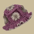 作品granny square hat【kids】grape