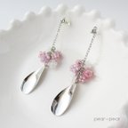 作品【イヤリング】銀のしずくと紫の紫陽花イヤリング