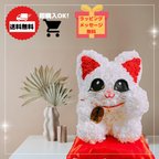 作品【送料無料】お花でできた招き猫　造花　アートフラワー　誕生日　開店開業祝い　インテリア　新築引越し祝い　還暦祝い　退職祝い　結婚祝い　結婚記念日　周年祭　猫