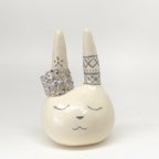 作品石粉粘土 指輪置き "Ring holder of rabbit civilization"