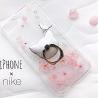 作品*Spring Dream*~桜咲く iPhoneケース iPhone14シリーズ … ねこ 押し花風 春 猫 スマホケース Android