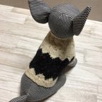 作品ギザギザの編み込みセーター（黒カラーネップ）