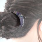 作品ヘアクリップ　お月様型　パープル