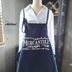 作品【背中がかわいい】エプロンドレス：ネイビー×MERCANTILE【0629】