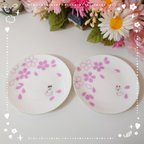 作品桜模様の小皿２枚セット②🌸𓃠「ポーセラーツ」