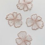 作品【4pcs pink beige color #6-19】刺繍フラワーパーツ