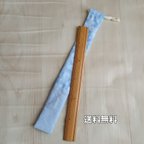 作品青い小花☆30㎝ものさし入れ(巾着タイプ)