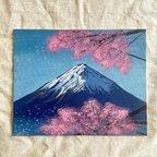 作品桜と富士山　アクリル画　絵画　原画