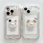 作品いぬねこgrip｡･*･:♪  スマホグリップ　〜うねうねiPhone  case〜　スマホケース