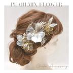 作品- 玻璃 - GlassFlower PEARLMix アメリカンフラワーヘッドドレス 髪飾り