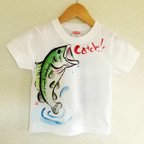 作品手描きTシャツ　 ブラックバス　名入れ可能