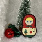 作品刺繍ブローチ　マトリョーシカ　クリスマス