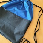 作品c様オーダー品　防水布のナップサック　青×黒
