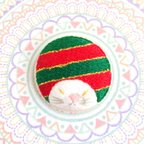 作品手刺繍ブローチ【新作】　クリスマス猫