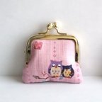 作品■角型■小さいがま口：ちっちゃいがま口：角277：かわいいがまぐち：小さい財布：littlie purse：フクロウ,梟,小枝