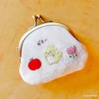 作品恐竜 手刺繍 がま口 (リネン生地)