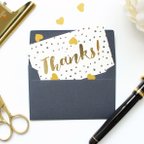 作品ハートが溢れる♡金の箔押しthank youカード４枚セット（ドット）