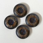 作品ボタン レトロ 円形 丸型 ダークブラウン 二つ穴 24mm 4個セット ek-027