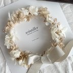 作品小花とドライフラワーのふんわりFlower crown- beige×white-