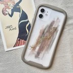 作品全機種対応　Iphoneケース　スマホケース　ニュアンスケース風インナーシート（アースカラー×ゴールド）