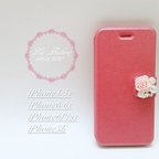 作品【iPhone全機種】ピンクローズと輝くビジューのiPhoneケース（ピンク）/アイフォンケース/アイホンケース