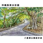 作品沖縄風景水彩画【原画】｢八重瀬公園遊歩道｣