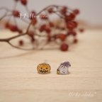 作品『Halloween かぼちゃ＆ランタンおばけ』ピアス イヤリング  ハロウィーン ハロウィン ゴースト