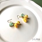 作品春色揺れるミモザピアス＆イヤリング　リボン素材/リボンでつくるアクセサリー