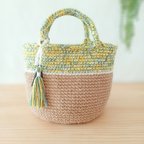 作品【新作】持ち手柔らかイエローと麻ひものBAG