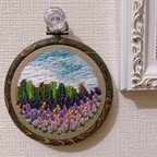 作品森のお花畑　刺繍ミニタペストリー