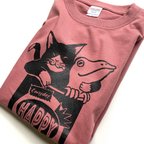 作品猫とカエルのTシャツ（ヘイジーピンク）【XL】男女兼用